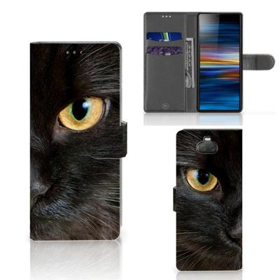 Sony Xperia 10 | Telefoonhoesje | Met pasjeshouder | Zwarte Kat Sony Xperia 10 | Telefoonhoesje | Met pasjeshouder | Zwarte Kat