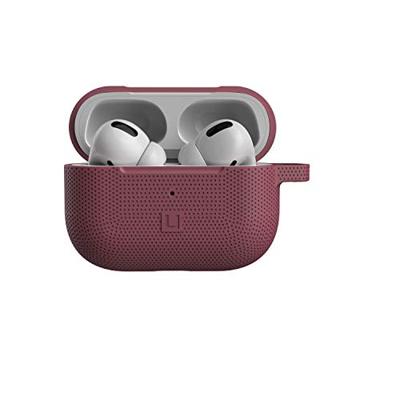 U by UAG [U] DOT Soft Touch siliconen hoes Apple Airpods Pro Case [Wireless Charging Compatible (LED zichtbaar), getextureerd ontwerp, Lightning-aansluiting afdekking, karabijnhaak] aubergine