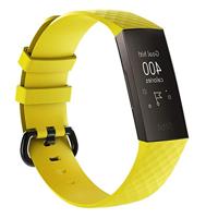 Fitbit Charge 3 & 4 siliconen diamant pattern bandje - Maat: Large - Geel - thumbnail