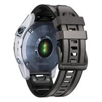 By Qubix - leer + siliconen bandje - Grijs - Compatible met Garmin Fenix 8-51mm - Compatible Garmin bandje - thumbnail
