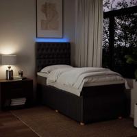 Boxspring met matras stof donkerbruin 80x200 cm - thumbnail