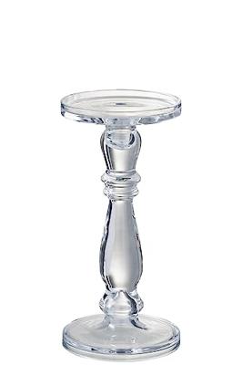 Kandelaar/kaarshouder leti glas transparant m 13x13x27,5 cm Jolipa - Hortus
