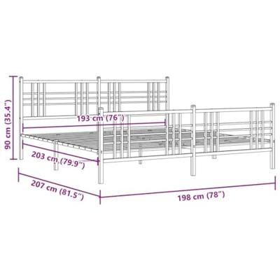 Bedframe met hoofd- en voeteneinde metaal zwart 193x203 cm Bedframe met hoofd- en voeteneinde metaal zwart 193x203 cm