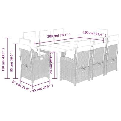 9-delige Tuinset poly rattan zwart