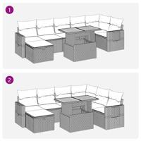 5-delige Loungeset met kussens poly rattan en acaciahout beige - thumbnail