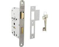 Nemef 1266 Deurslot | DM50mm | S55mm | krukgat 8mm | voorplaat RVS 20x174mm afgerond | messing dag- en nachtschoot | 2 sleutels | DR 1+3/2+4 - - thumbnail