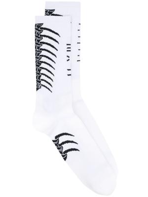 UNRAVEL PROJECT ribbed bone socks - White