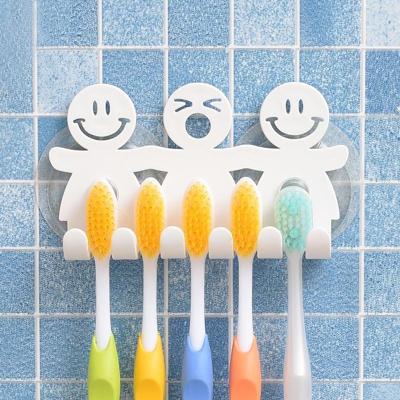 5 PC'S cute smiley zuignap opknoping tandenborstel houder kunststof kleine persoon tanden houder