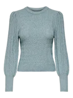 Only Onlkatia Ls Struc Puff Oneck Cc Knt Trui 4778152 Arona Melange - thumbnail