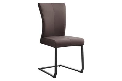 Moderne sledestoel SAMSON taupe grijs echt lederen metalen frame met comfort handvat - 45173