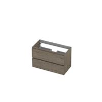 INK - Onderkast 2 Laden Greeploos met Houten Keerlijst - 800x400x520 Mm - Greige Eiken - thumbnail