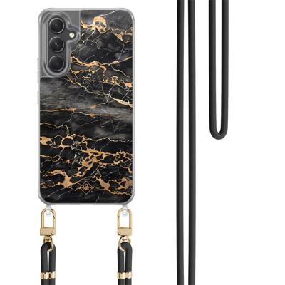 Samsung Galaxy A34 hoesje met zwart koord - Marmer grijs brons Samsung Galaxy A34 hoesje met zwart koord - Marmer grijs brons