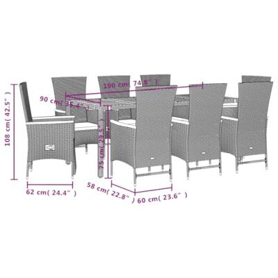 9-delige Tuinset poly rattan zwart - thumbnail