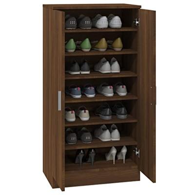 Schoenenkast 55x35x108 cm bewerkt hout bruin eikenkleur