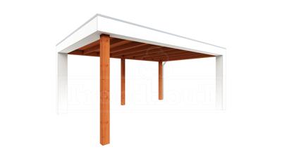Trendhout Verona overkapping 520x400 cm Lariks/Douglas blank - Plat dak model rechts- Plat dak- Onbehandeld lariks Douglas hout- Trendhout