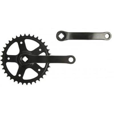 Buzaglo Vinty crankstel 36t 1/8“, crank 130mm spieloos, staal zwart Buzaglo Vinty crankstel 36t 1/8“, crank 130mm spieloos, staal zwart