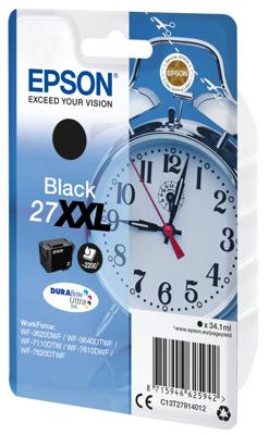 Originele inktcartridge Epson WF-3000 7000 - Nº27XXL Zwart (4 Stuks)