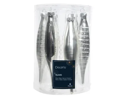 6 kerstpegels zilver glans-mat KSD - Ksd