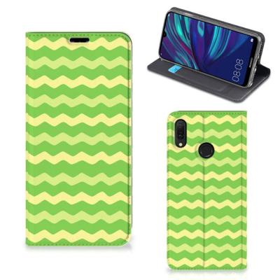 Huawei Y7 hoesje Y7 Pro (2019) | Hoesje met Magneet | Waves Green Huawei Y7 hoesje Y7 Pro (2019) | Hoesje met Magneet | Waves Green