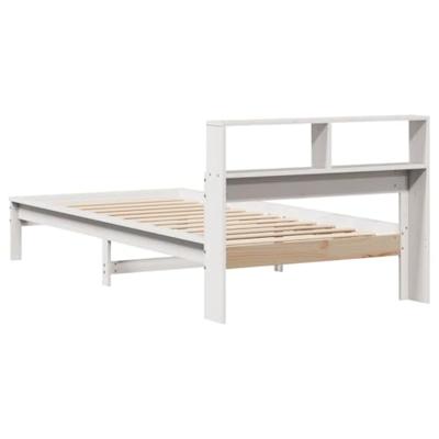 Bed met boekenkast zonder matras grenenhout wit 75x190 cm