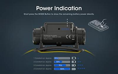 NiteCore NU50 Hoofdlamp LED werkt op een accu 1400 lm