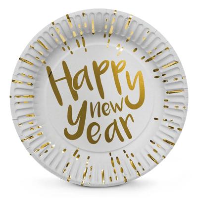 Set 6 Bordjes &apos;Happy New Year&apos; (23 cm)