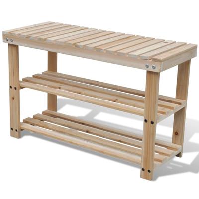 VidaXL Schoenenrek met bankje 2-in-1 massief vurenhout VidaXL Schoenenrek met bankje 2-in-1 massief vurenhout