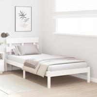 Bedframe met hoofdeinde Wit 90 x 200 cm Massief grenenhout - thumbnail