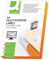 Q-CONNECT etiketten, wit, rechte hoeken, 210 x 297 mm, 200 vel, 1 etiket per vel - thumbnail