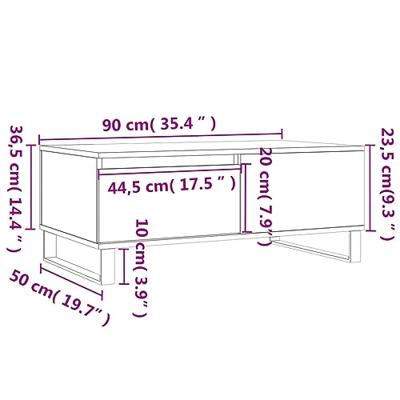 Salontafel 90x50x36,5 cm bewerkt hout gerookt eikenkleurig