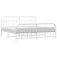 Bedframe met hoofd- en voeteneinde metaal wit 193x203 cm - thumbnail