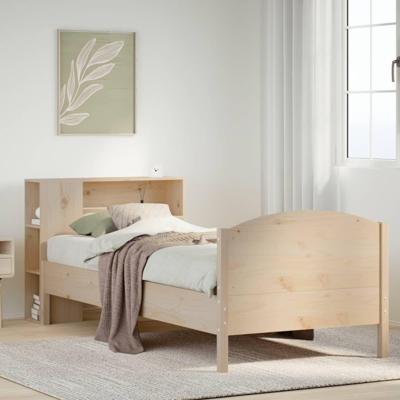 Bed met boekenkast zonder matras massief grenenhout 90x200 cm