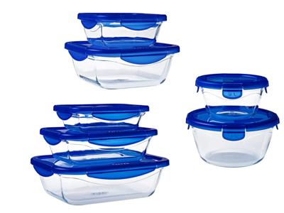 Set van 7 bewaardozen - PYREX - Cook & Go - Glas - Luchtdichte deksel