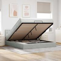 Ottoman bed met matras en LED's 180x200cm fluweel lichtgrijs - thumbnail