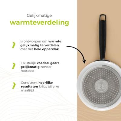 BE Living Steelpan met deksel ø 18 cm - keramische anti-aanbaklaag - PFAS-vrij - geschikt voor alle warmtebronnen - wit - thumbnail