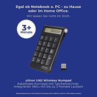 Ultron UN2 numeriek toetsenbord Notebook RF Draadloos Zwart - thumbnail