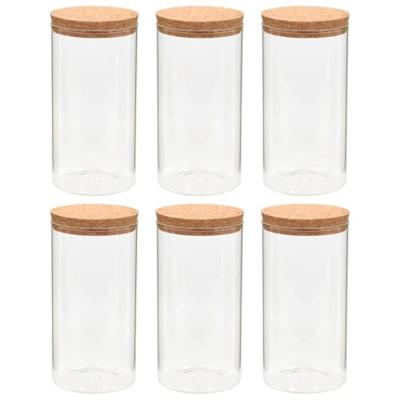 VidaXL Opbergpotten met kurken deksel 6 st 1400 ml glas