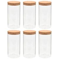 VidaXL Opbergpotten met kurken deksel 6 st 1400 ml glas - thumbnail