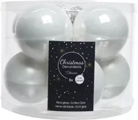 Decoris kerstballen Glas 8st winterwit 7cm - thumbnail