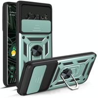 Voor Google Pixel 6 Pro Sliding Camera Cover Design TPU + PC Telefoon Beschermhoes (Dark Green) - thumbnail