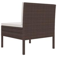 Tuinstoelen 3 st met kussens poly rattan bruin - thumbnail
