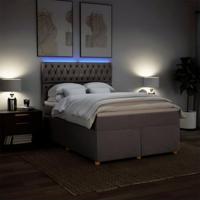 Boxspring met matras stof taupe 160x200 cm - thumbnail