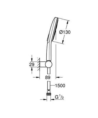 Badset Rainshower SmartActive 130 Grohe Verstelbaar Met Doucheslang 150cm Chroom