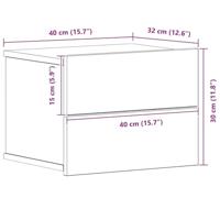 Nachtkastje 2 pcs Zwart Eiken 40 x 30 x 30 cm Bewerkt hout - thumbnail