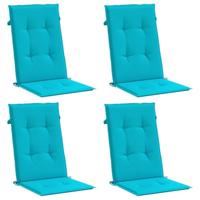 Stoelkussens 4 st hoge rug stof turquoise - thumbnail