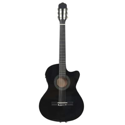 VidaXL Gitaar cutaway met equalizer 6 snaren western klassiek zwart - thumbnail