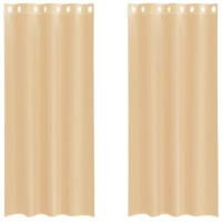 Gordijnen Voile met doorvoertules 2 st zand - thumbnail