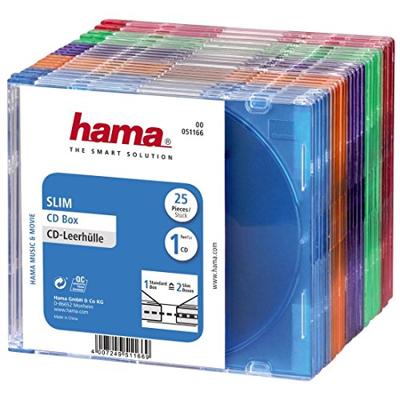 Hama 00051166 CD-hoes slim 1 CD/DVD/Blu-Ray Transparant blauw, Transparant oranje, Transparant violet, Transparant groen, Transparant rood Polystereen 25