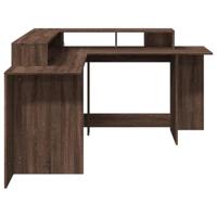 Bureau met LED-verlichting 152x152x91 cm hout bruin eikenkleur - thumbnail