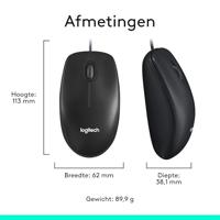 Logitech M100 Muis Kabelgebonden Optisch Zwart 3 Toetsen 1000 dpi - thumbnail